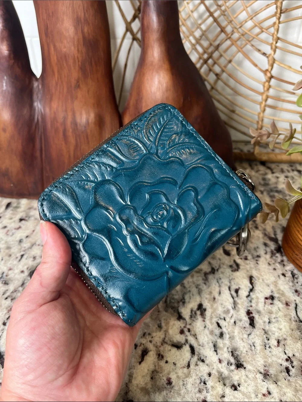 Patricia Nash Embossed Zip Card Wallet with Keyring